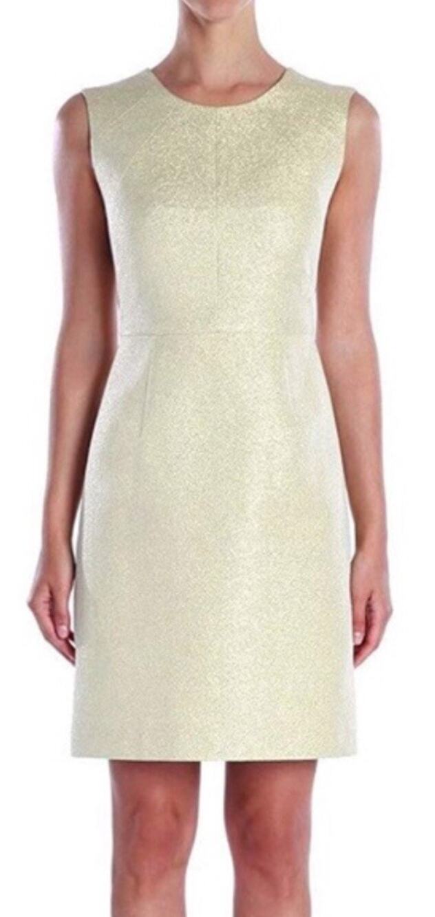 Shoshanna Gold Metallic Cocktail Dress Sleeveless Sheath Size 10